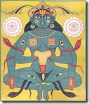 המציאות כאלה בעלת אברי מין רבים - שקעים אליהם ניתן להתחבר כדי לינוק ולתעל אנרגיה. הנחשים מסמלים את האנרגיה. התמונה קצת בוטה ולכן מוקטנת - לחצו להגדלה