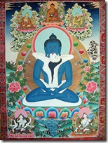 איקונוגרפיה בודהיסטית המתארת את הבודהה בתנוחת מדיטצייה בישיבה, תוך כדי זיווג, הכל כדרך לשחרור. לחצו להגדלה