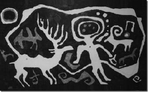 תעתיק של ציור המתאר (כנראה) שאמאן, ממרכז אסיה