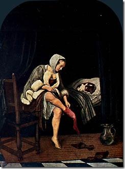 שימו לב מה קרה לתמונה: ציירים מאוחרים יותר "תיקנו" אותה בהתאם להנהגות שהיו נהוגות בזמנם: מתחת לחצאית הוסיפו תחתונית, ואת סיר הלילה הפכו לכד. רגליים חשופות ורמז לכך שהאישה עושה את צרכיה נראו פתאום נועזים מדי. השימוש בתמונות האלה כדי להדגים את תהליך התרבות לקוח מתוך מאמרו של גדי אלגזי על נורברט אליאס, זמנים, 70, אביב 2000. נעזרתי במאמר לצורך כתיבת הרשימה הזו.