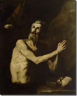 פאולוס ההרמיט הראשון, שחי כמאה שנה (במאות השלישית והרביעית) במדבר תבאי במצריים על חתיכות לחם שהביא לו עורב, ובילה את ימיו בתפילה למען ימחל האל על חטאיו ויקבלו. התמונה של José de Ribera (1591–1652)